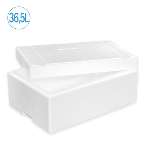 Boîte isotherme en polystyrène 36,5 litres glacière récipient d’expédition pour aliments, boissons, médicaments - polystyrène en EPS - boîte isolante réutilisable